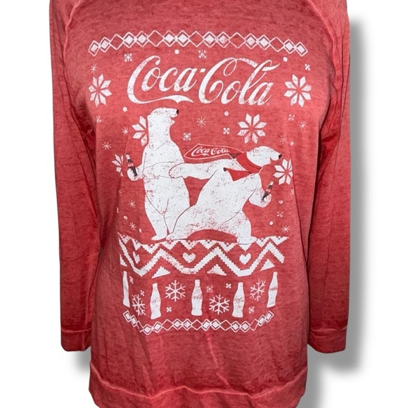 LANE BRYANT Classic High-Low Coca-Cola Bears Graphic Sweatshirt - Red Plus 14/16 - Picture 6 of 14